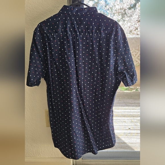 Men's Navy Blue Polka Dot Shirt XL - Picture 5 of 5